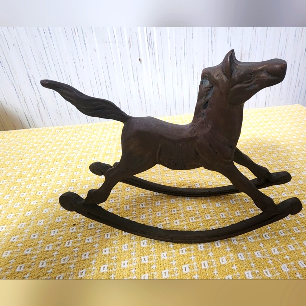 Brass rocking horse decor